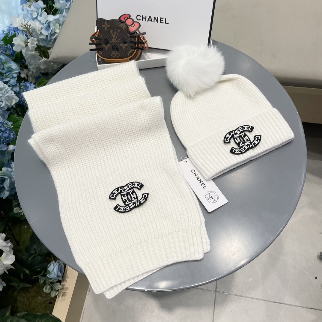 【定番人気】シャネル 秋冬 防寒アクセサリー マフラー＆ハットセット
