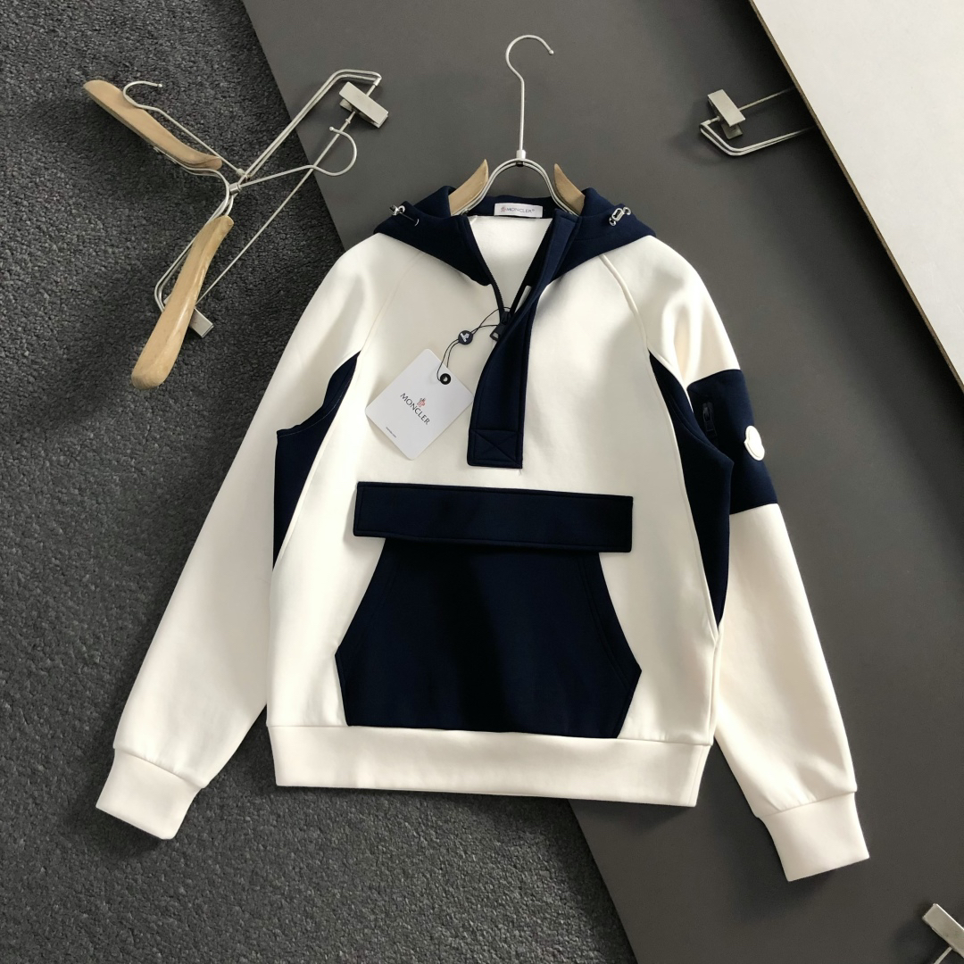 モンクレール「Moncler」カラーブロック パーカー レッド&ブラック