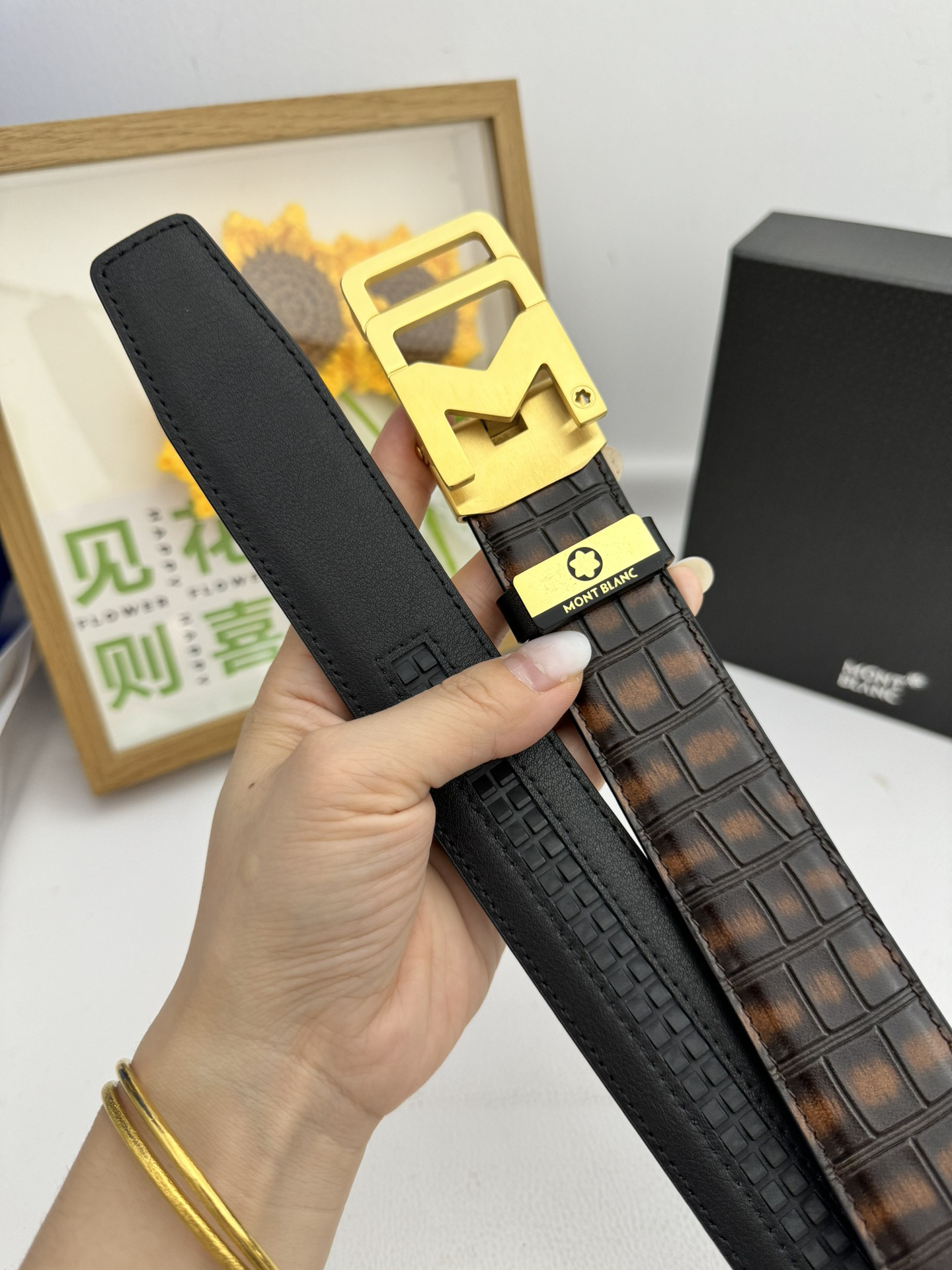 【厳選在庫】Montblanc ビジネスマン正装ベルト「全長約 100cm」