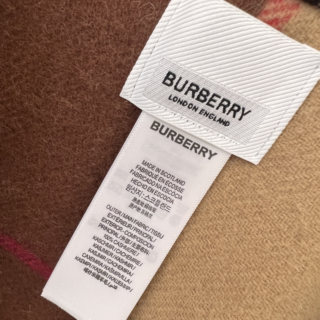 バーバリー「Burberry」リバーシブル チェック ウールケープ 137x152cm