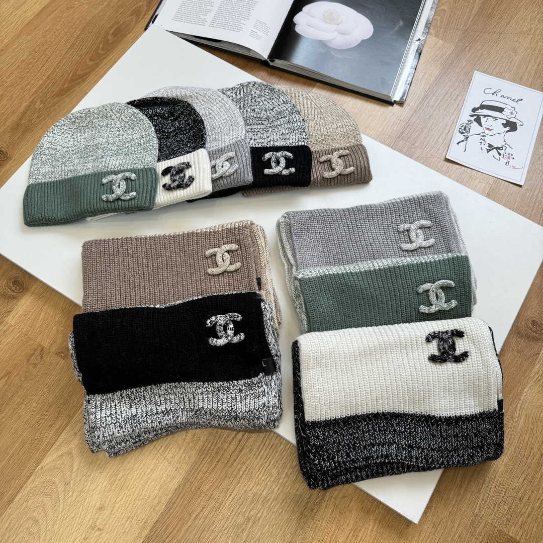 【定番人気】シャネル 秋冬 防寒アクセサリー マフラー＆ハットセット