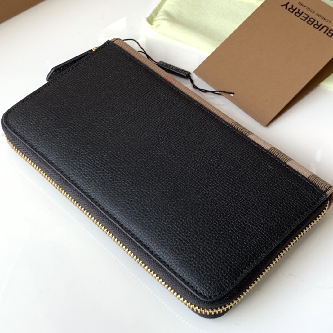 バーバリー「Burberry」Houseチェック & 粒革 ジップ ウォレット
