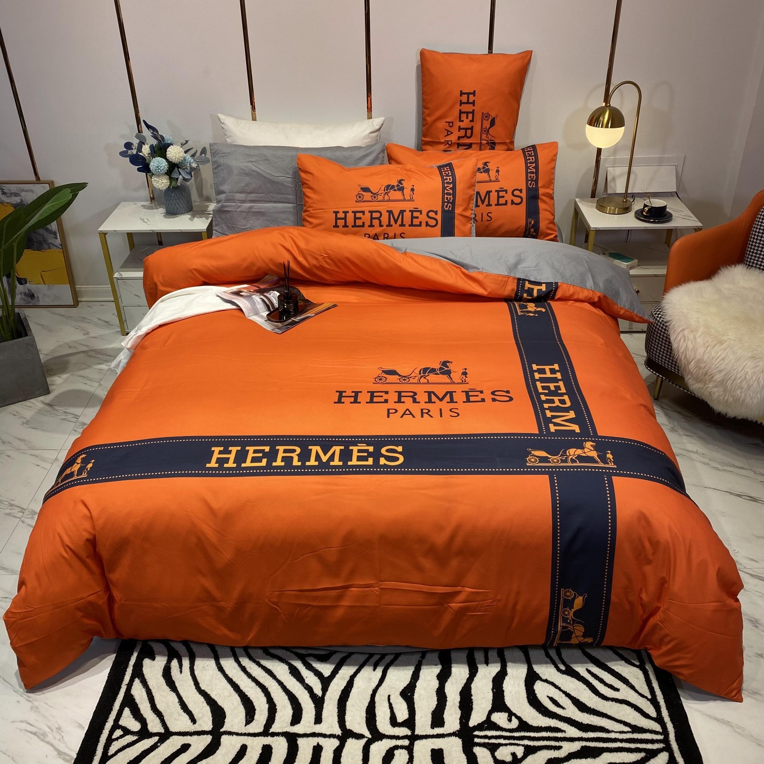 エルメス「Hermès」プレミアムコットン デジタルプリント 4点セット