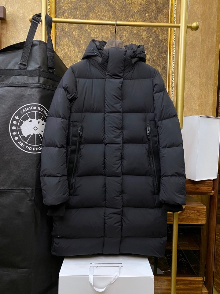 カナダグース ファッションフーディロングダウンジャケット 男女兼用
