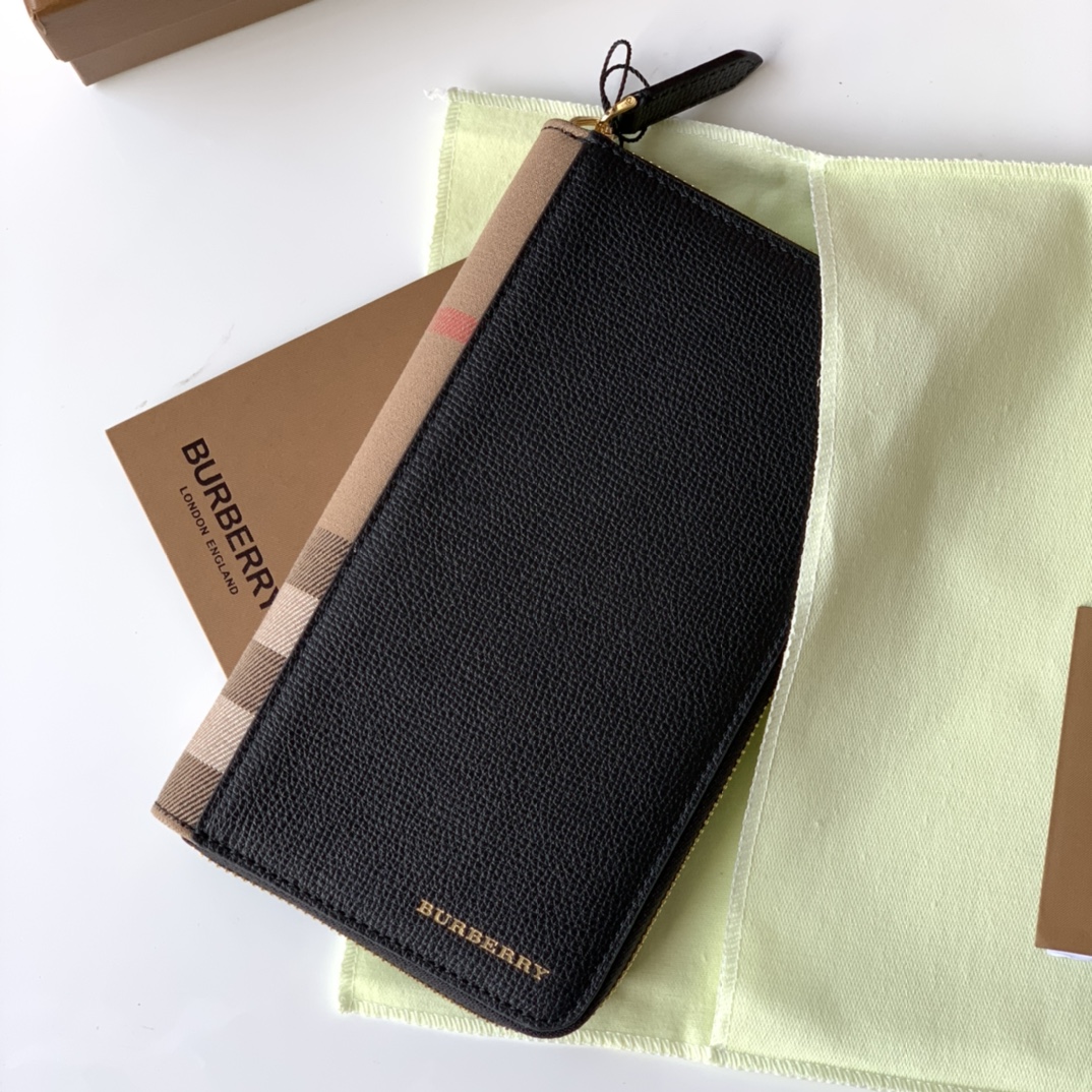 バーバリー「Burberry」Houseチェック & 粒革 ジップ ウォレット