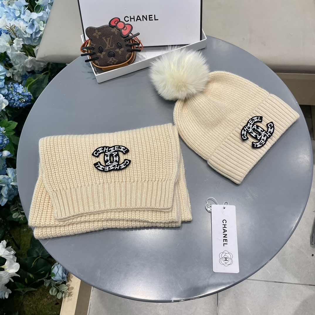 【定番人気】シャネル 秋冬 防寒アクセサリー マフラー＆ハットセット