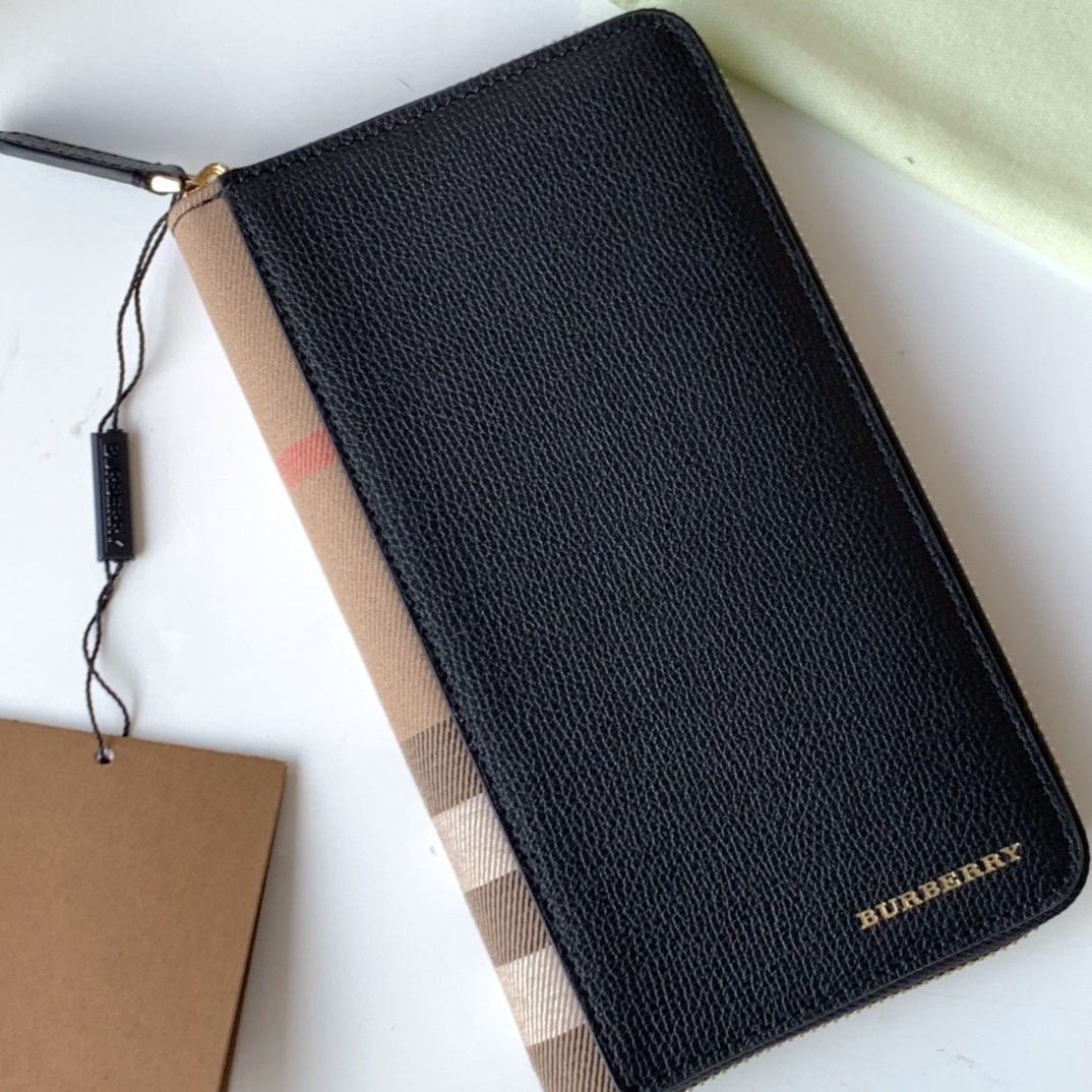 バーバリー「Burberry」Houseチェック & 粒革 ジップ ウォレット