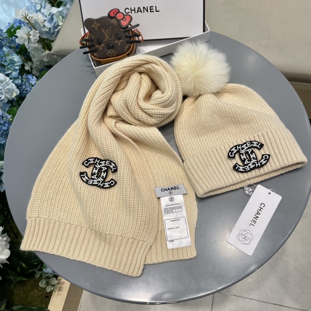 【定番人気】シャネル 秋冬 防寒アクセサリー マフラー＆ハットセット