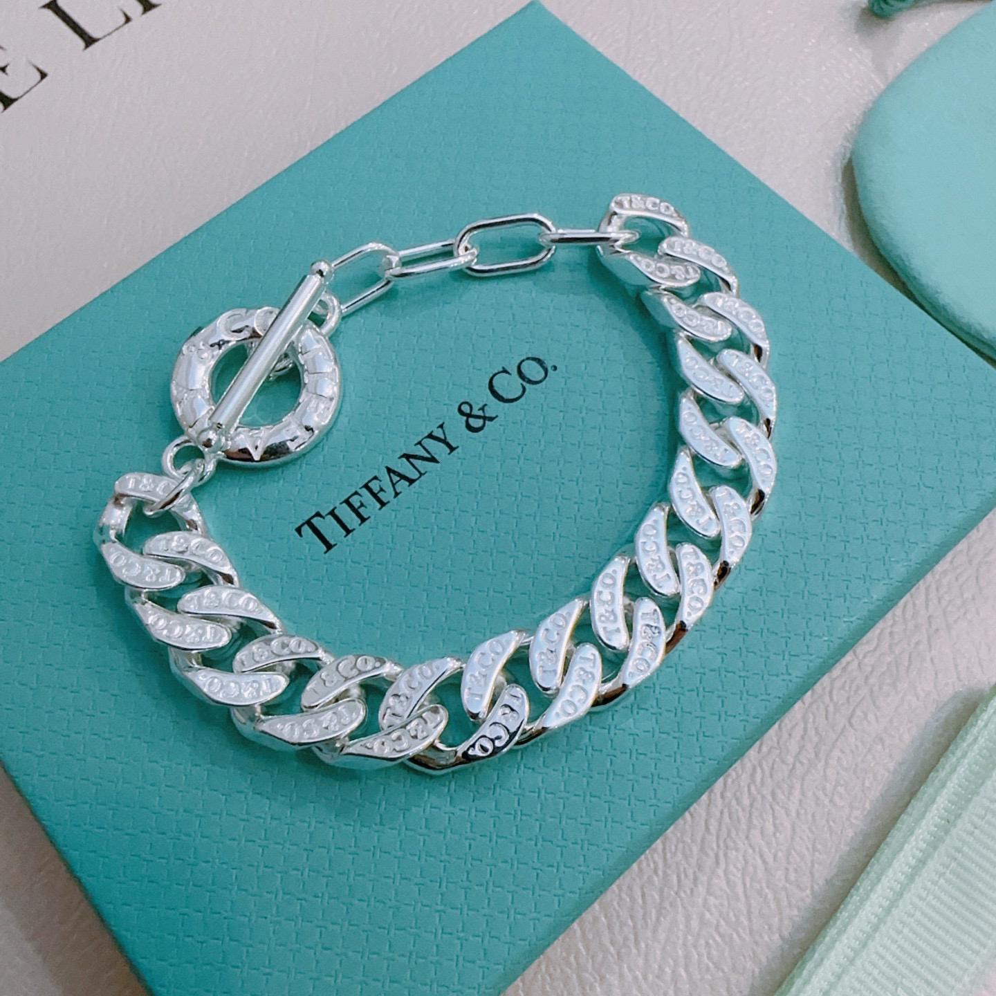 ティファニー「Tiffany & Co.」ポリッシュドシルバーリンク ブレスレット