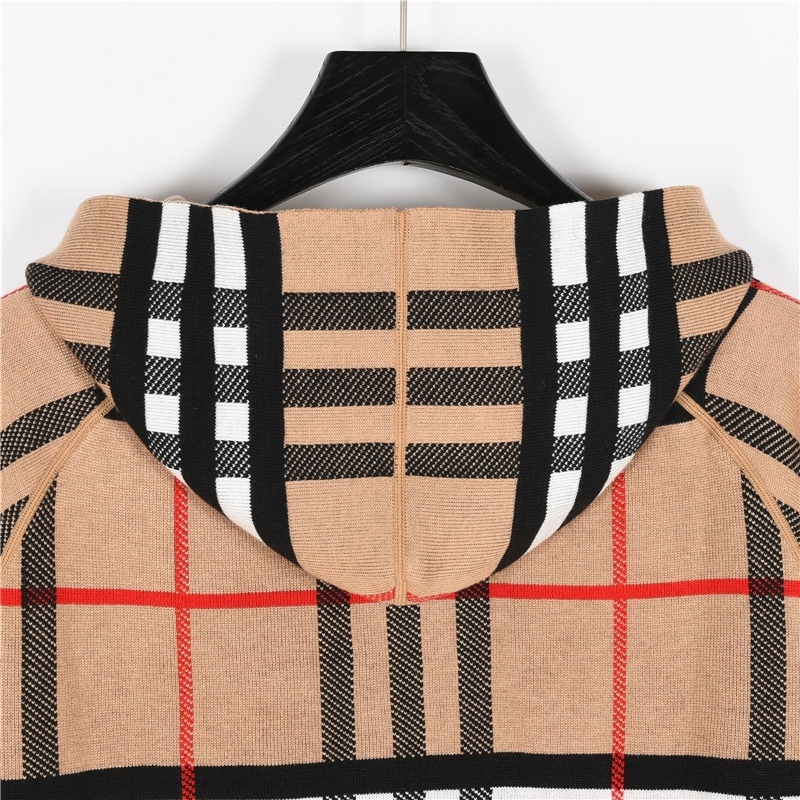 Burberry / バーバリー クラシックチェック柄両面着キャシュミアニットロングスリーブフード付きジャケット