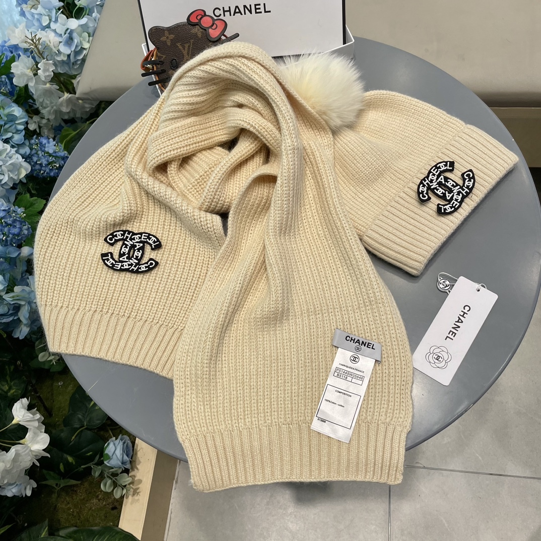 【定番人気】シャネル 秋冬 防寒アクセサリー マフラー＆ハットセット