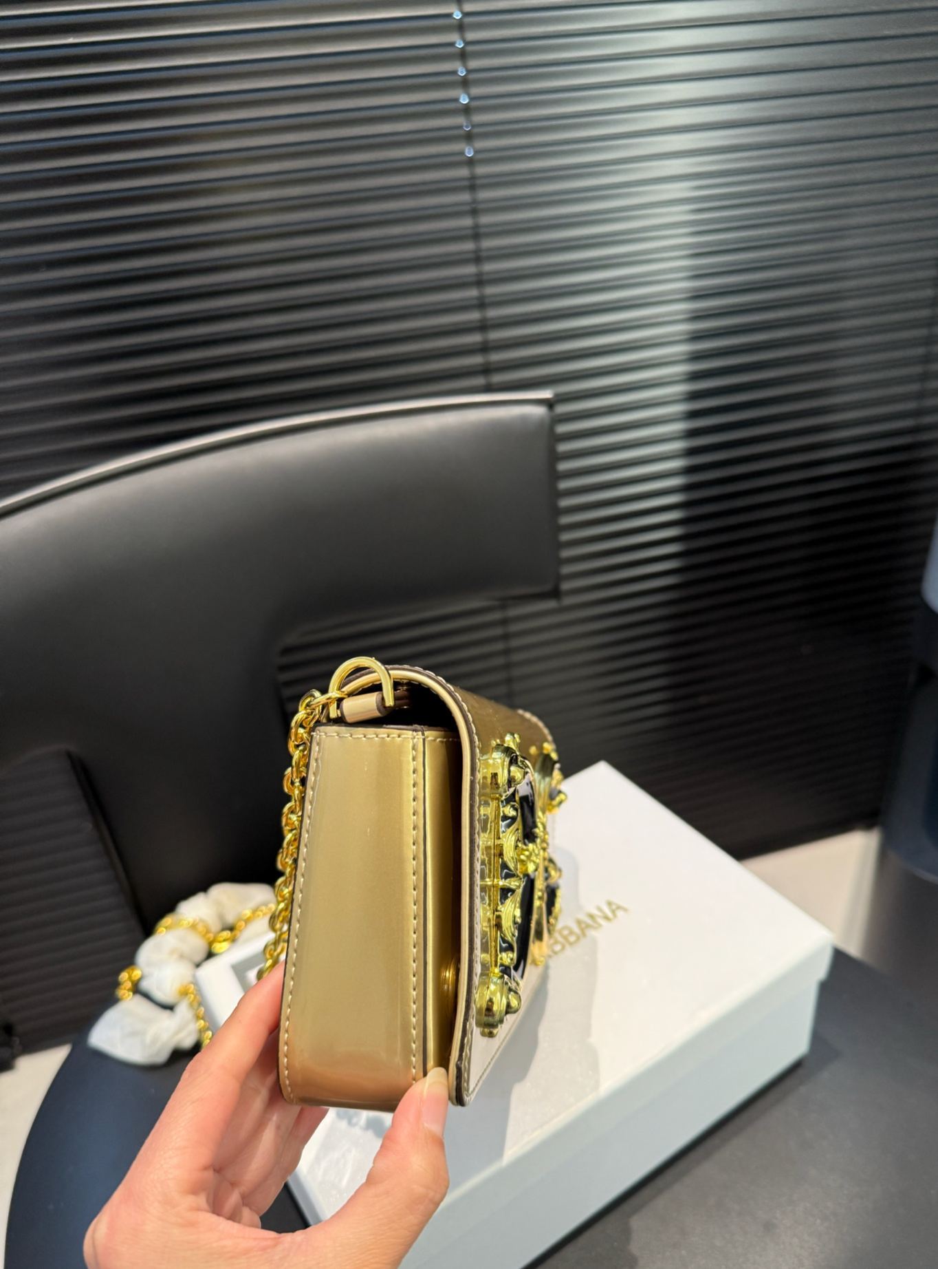 [Copy]ドルチェ・アンド・ガッバーナ「D&G」パウダーピンク チェーン レザートップハンドルバッグ