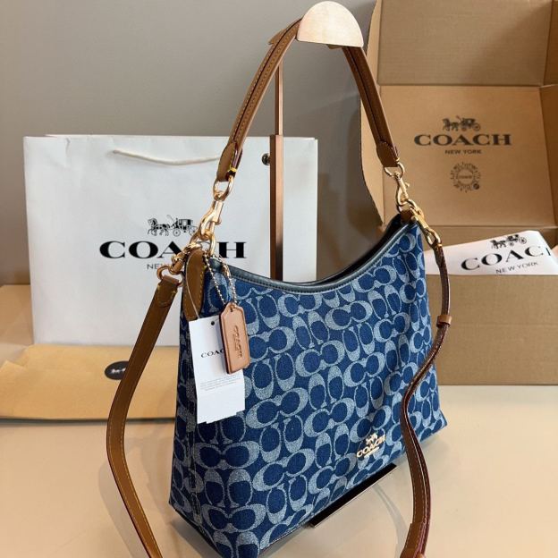 コーチ「Coach」ローレル ショルダー バッグ シグネチャー デニム