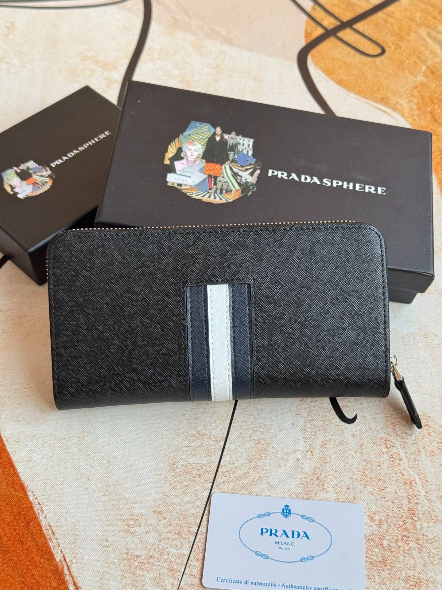 PRADA サフィアーノ ブラックレザー ウォレット 財布 関税負担なし☆PRADA Saffiano wallet サフィアーノレザー 財布