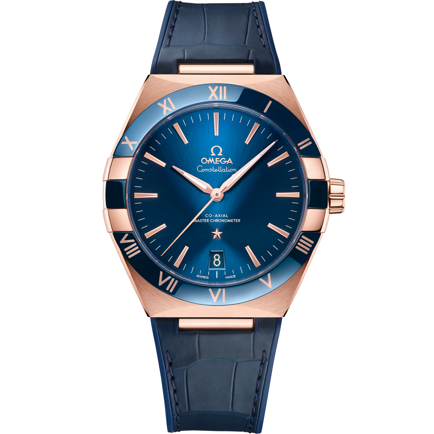 オメガ「Omega」 Constellatio﻿n 41MM セラミックベゼル＆レザーストラップ メンズ腕時計