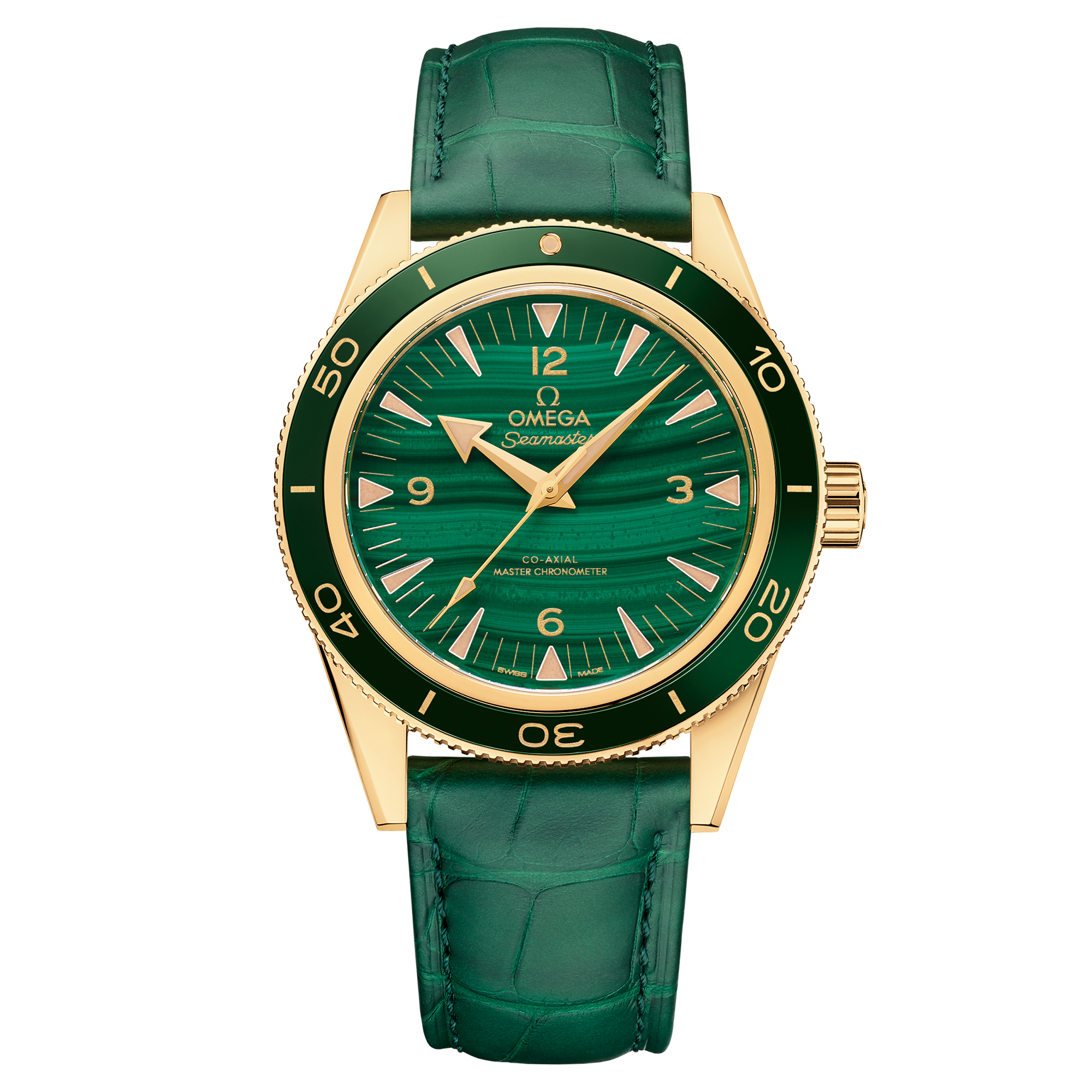 オメガ「Omega」Seamaster 300M マスター クロノメーター 41mm プラチナケース＆クロコダイルストラップ メンズ腕時計