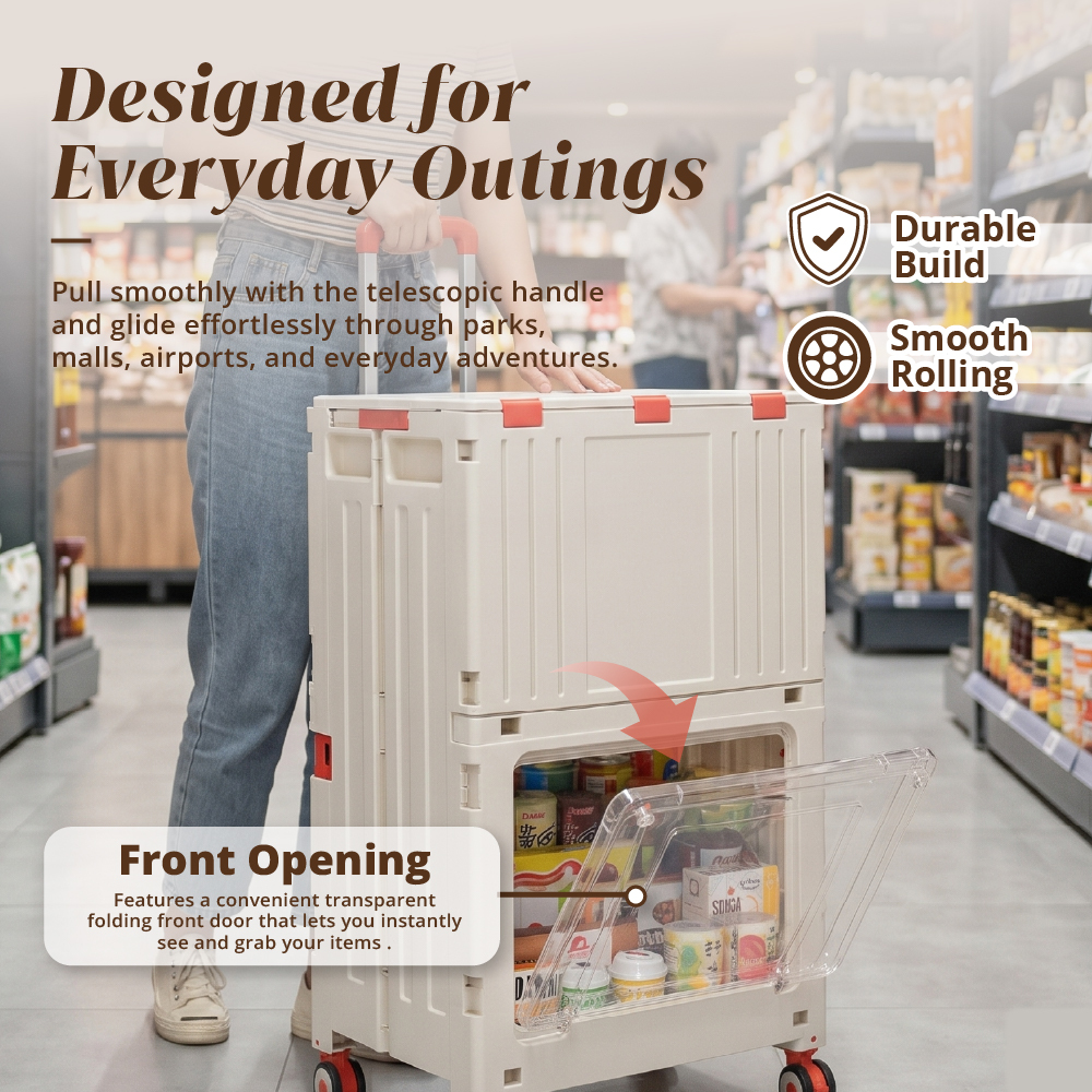 HOUZE - Mova 2 Tier Tall Foldable Shopping Trolley