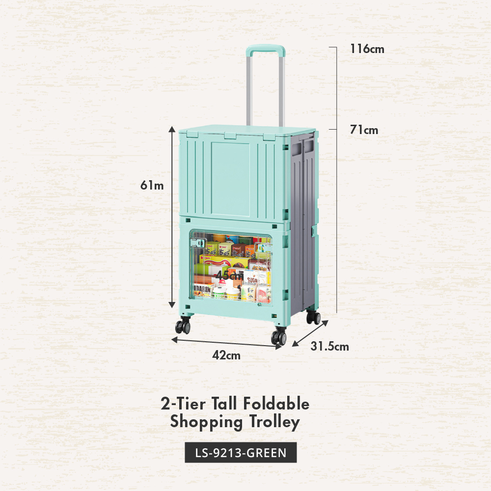 HOUZE - Mova 2 Tier Tall Foldable Shopping Trolley
