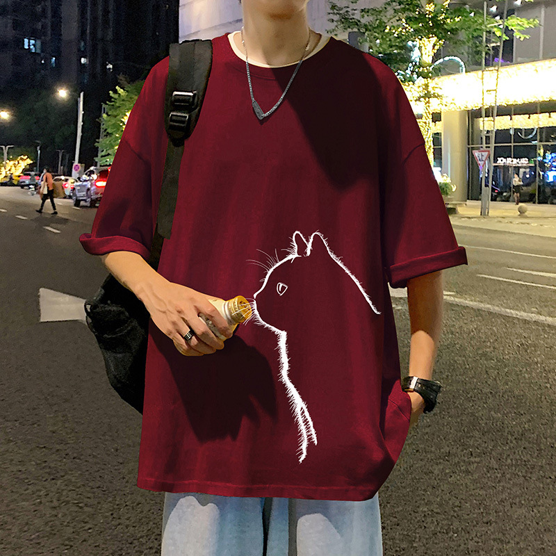 純棉寬鬆休閒潮流百搭半袖上衣短袖 T 恤