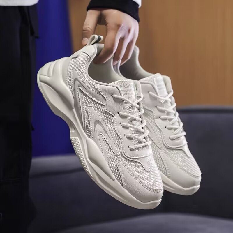 韓版網面百搭厚底休閒小白鞋