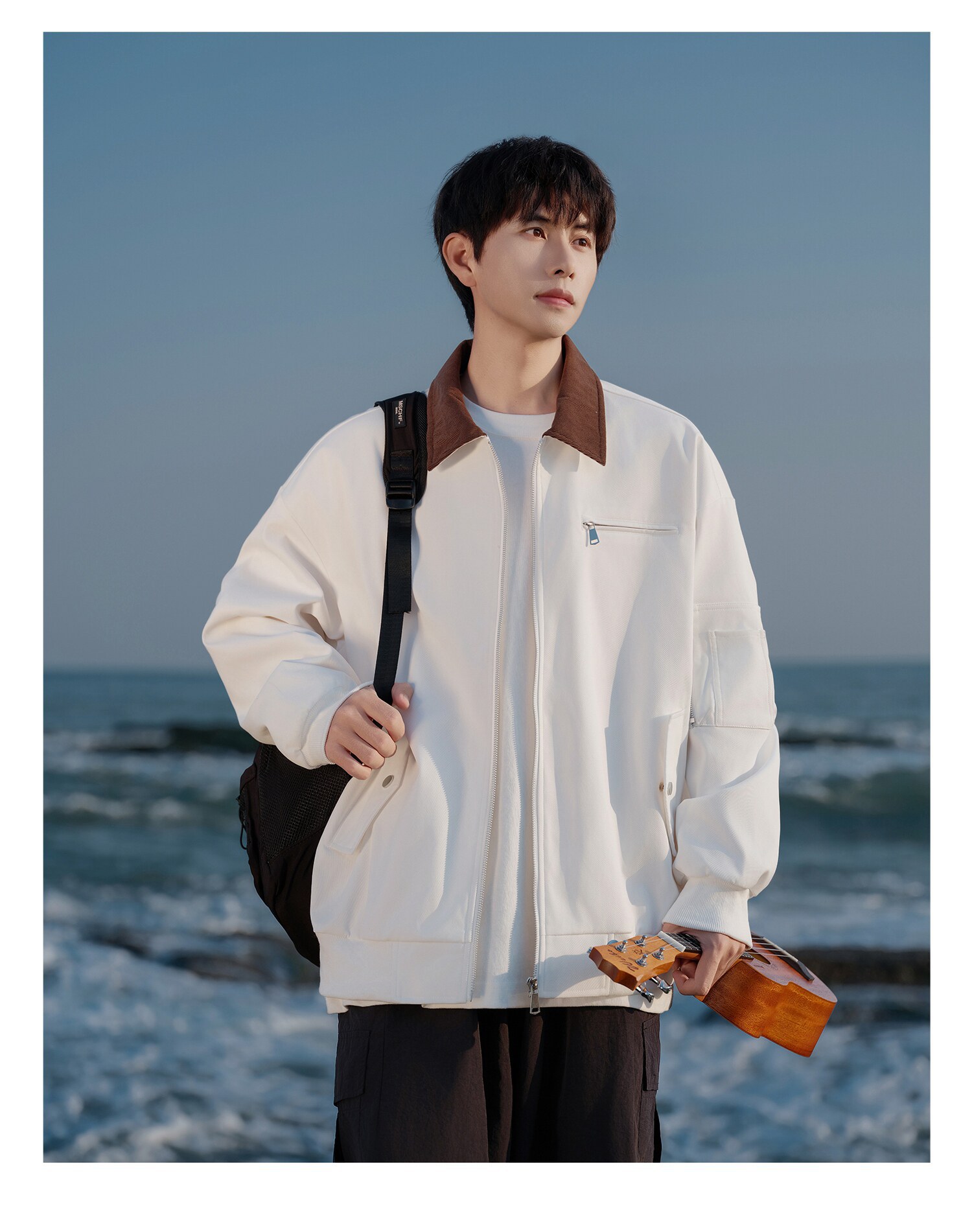 美式翻領工裝運動百搭男夾克
