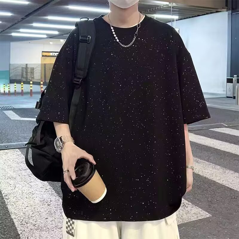 潮牌寬鬆美式圓領半袖上衣