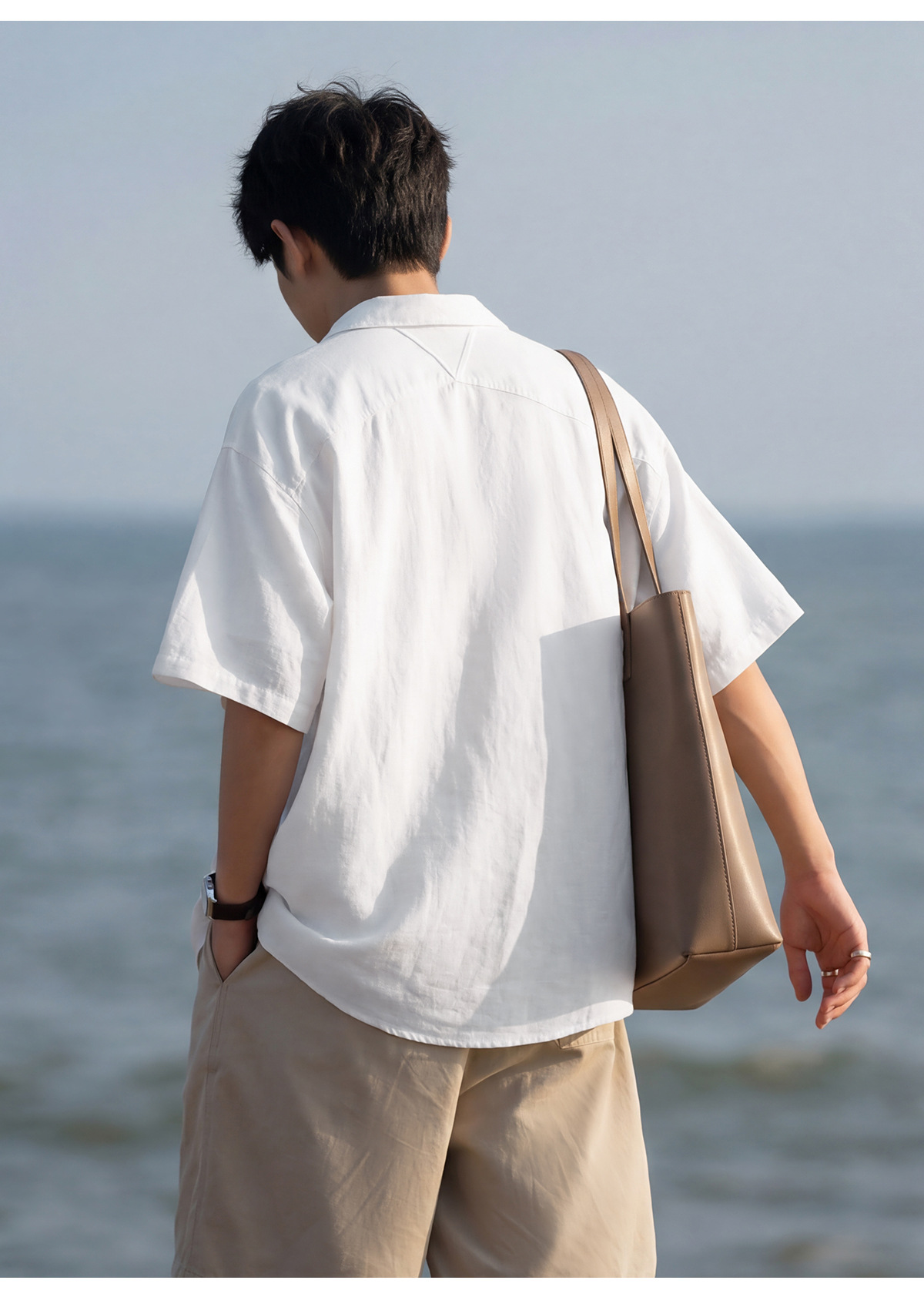 肌理質感古巴領短袖休閒襯衫外套