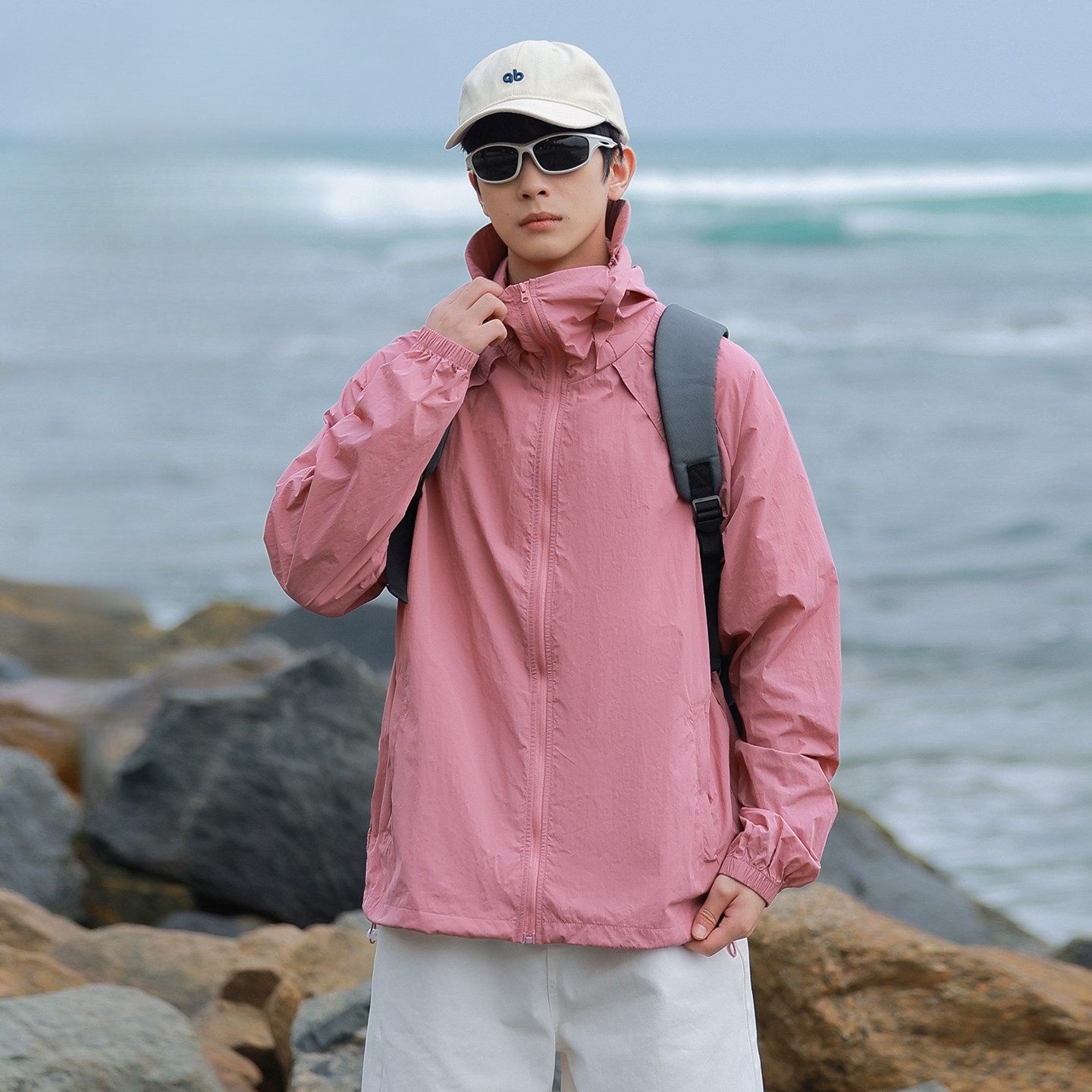 戶外旅遊素色抗 UV 防曬服外套