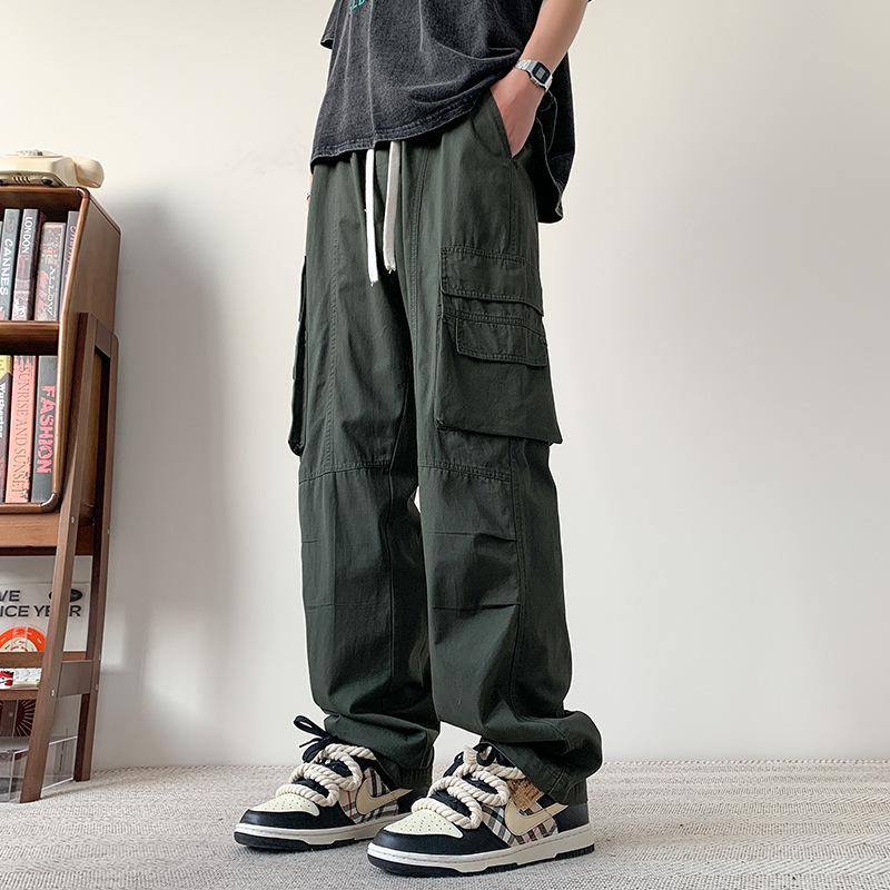 直筒休闲裤男春秋季纯棉工装裤子2024新款男装宽松男生青少年长裤