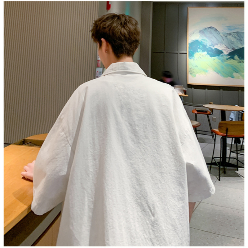 高質感痞帥寬鬆翻領短袖襯衫