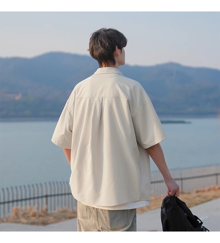 寬鬆涼感五分袖襯衫 