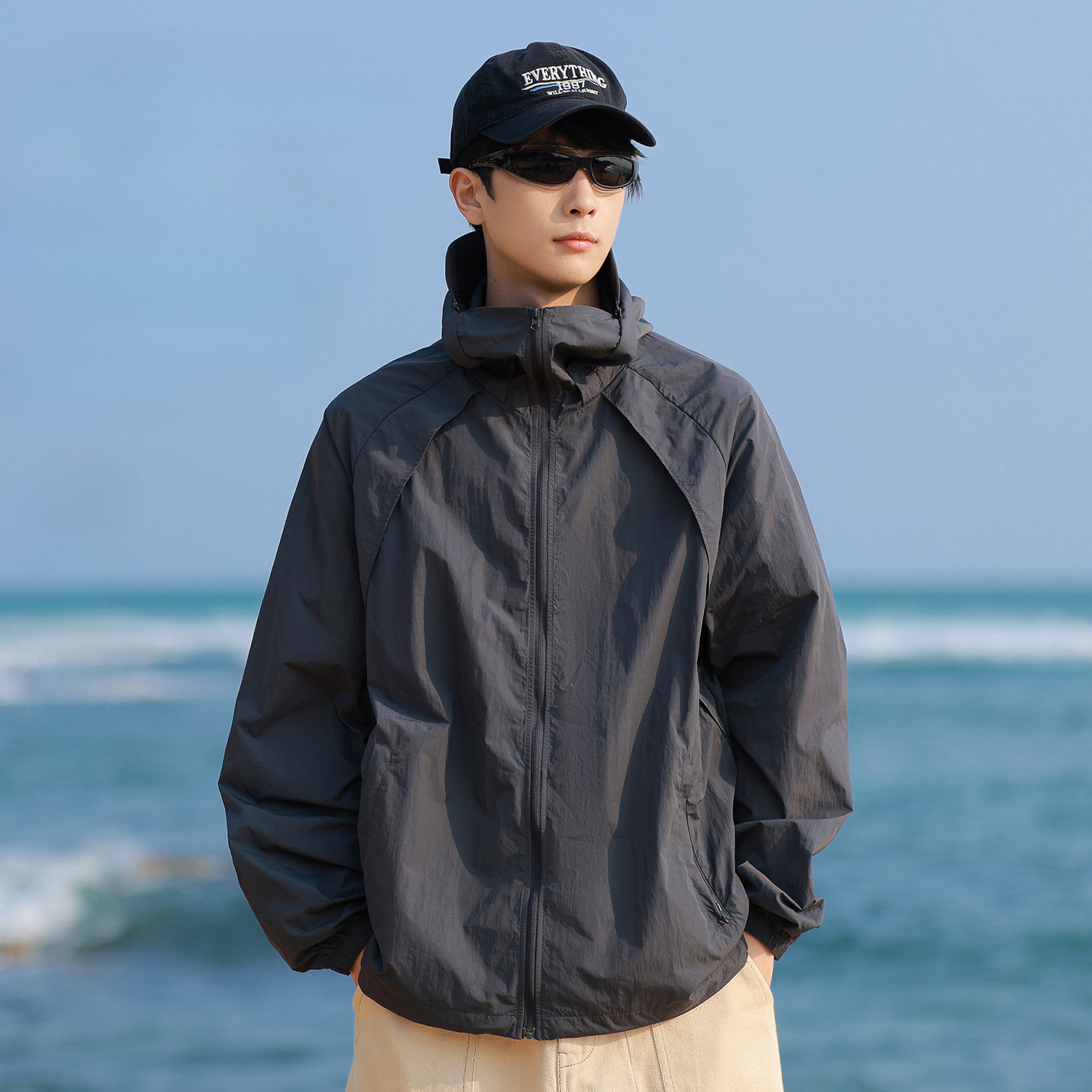 戶外旅遊素色抗 UV 防曬服外套