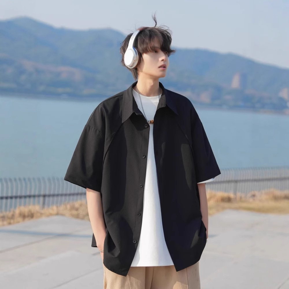 寬鬆涼感五分袖襯衫 