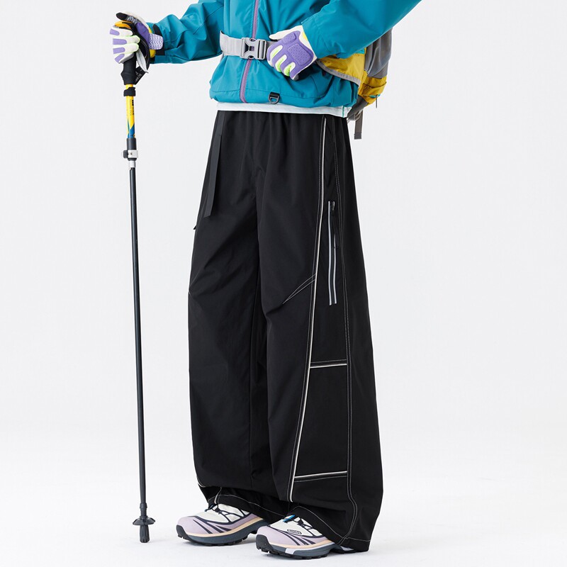 登山機能風寬鬆直筒休閒褲三防衝鋒褲
