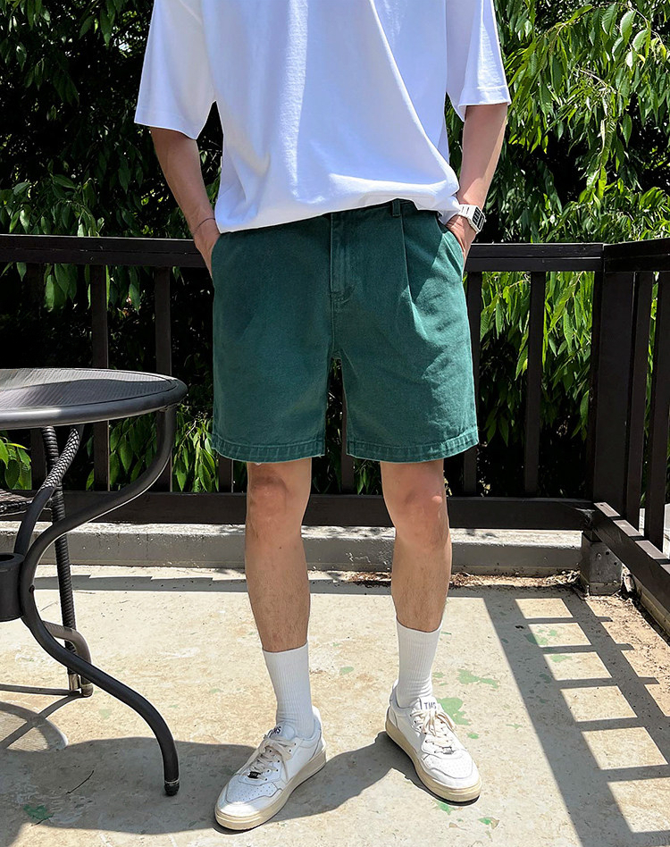 復古水洗寬鬆休閒牛仔短褲