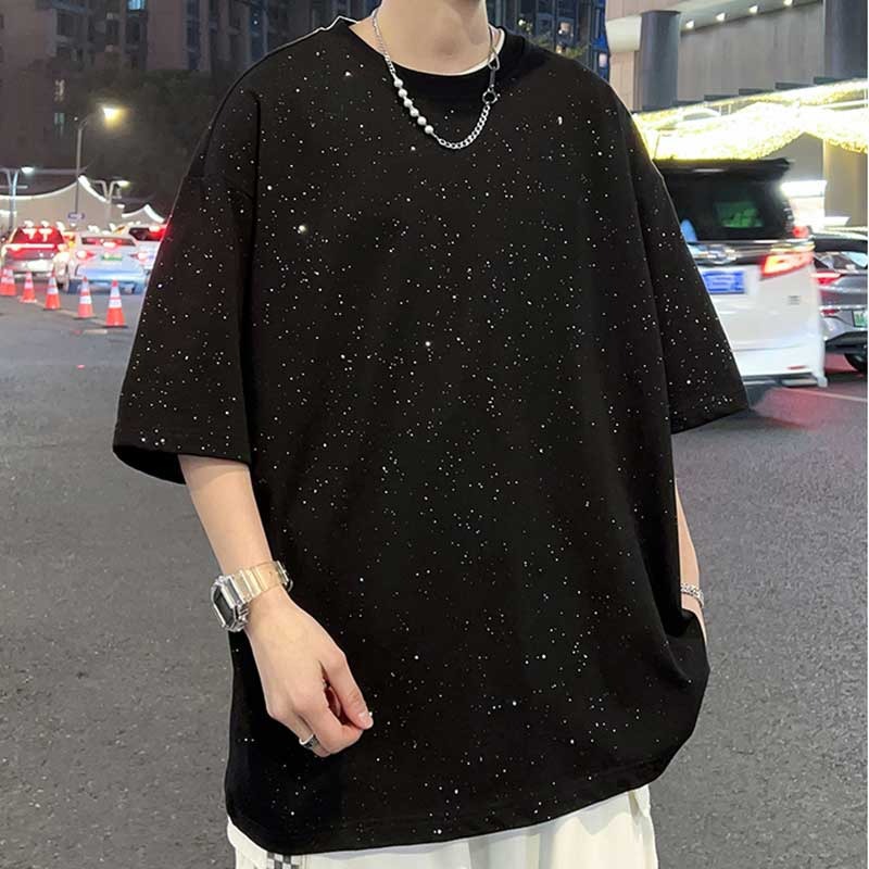 潮牌寬鬆美式圓領半袖上衣