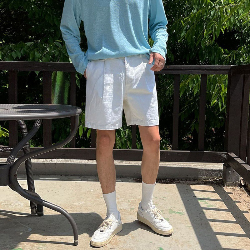 復古水洗寬鬆休閒牛仔短褲