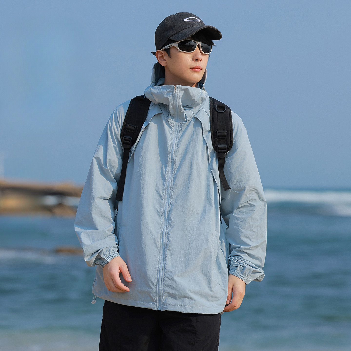 戶外旅遊素色抗 UV 防曬服外套
