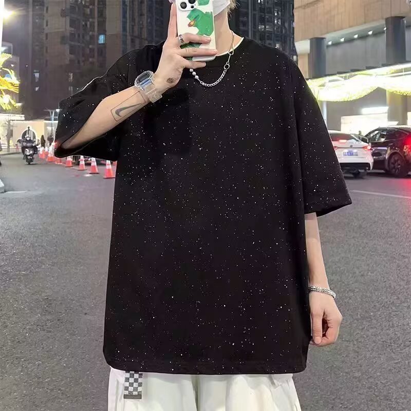 潮牌寬鬆美式圓領半袖上衣