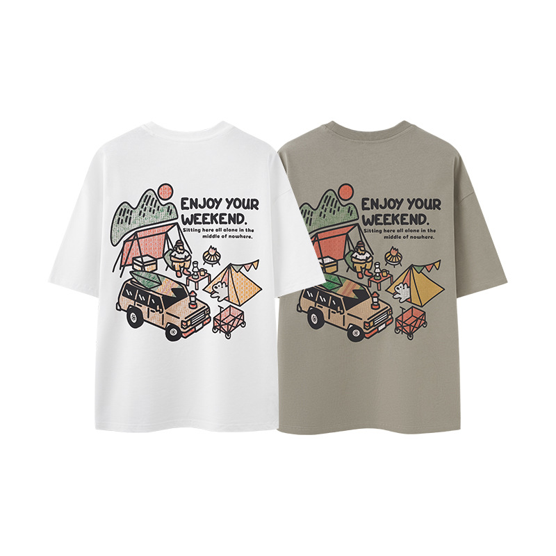 日系重磅寬鬆露營印花 cityboy 短袖T恤