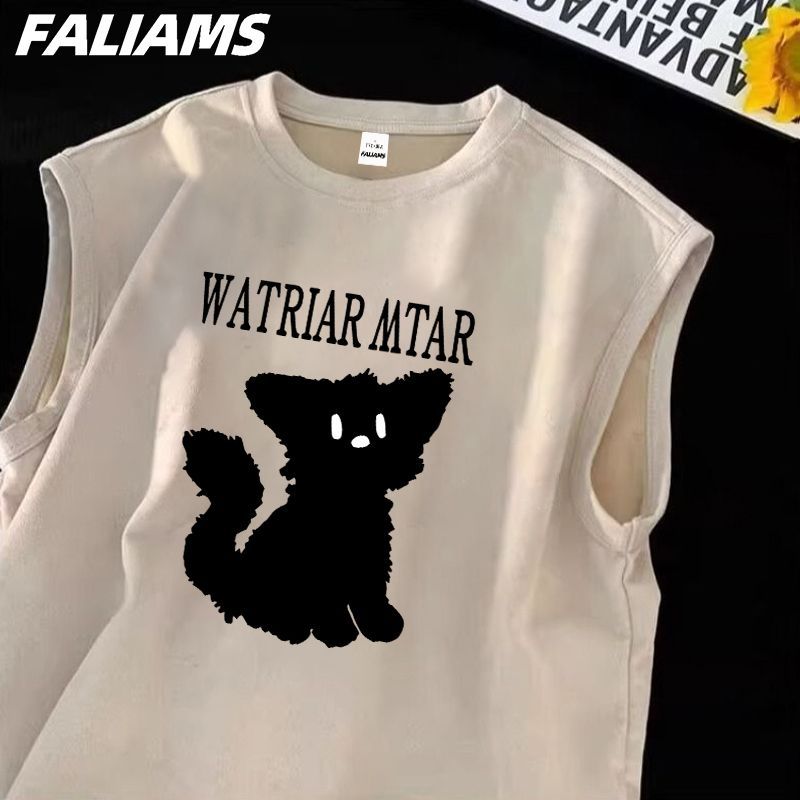 男士麂皮絨無袖坎肩背心夏季青少年休閒圓領復古百搭體恤