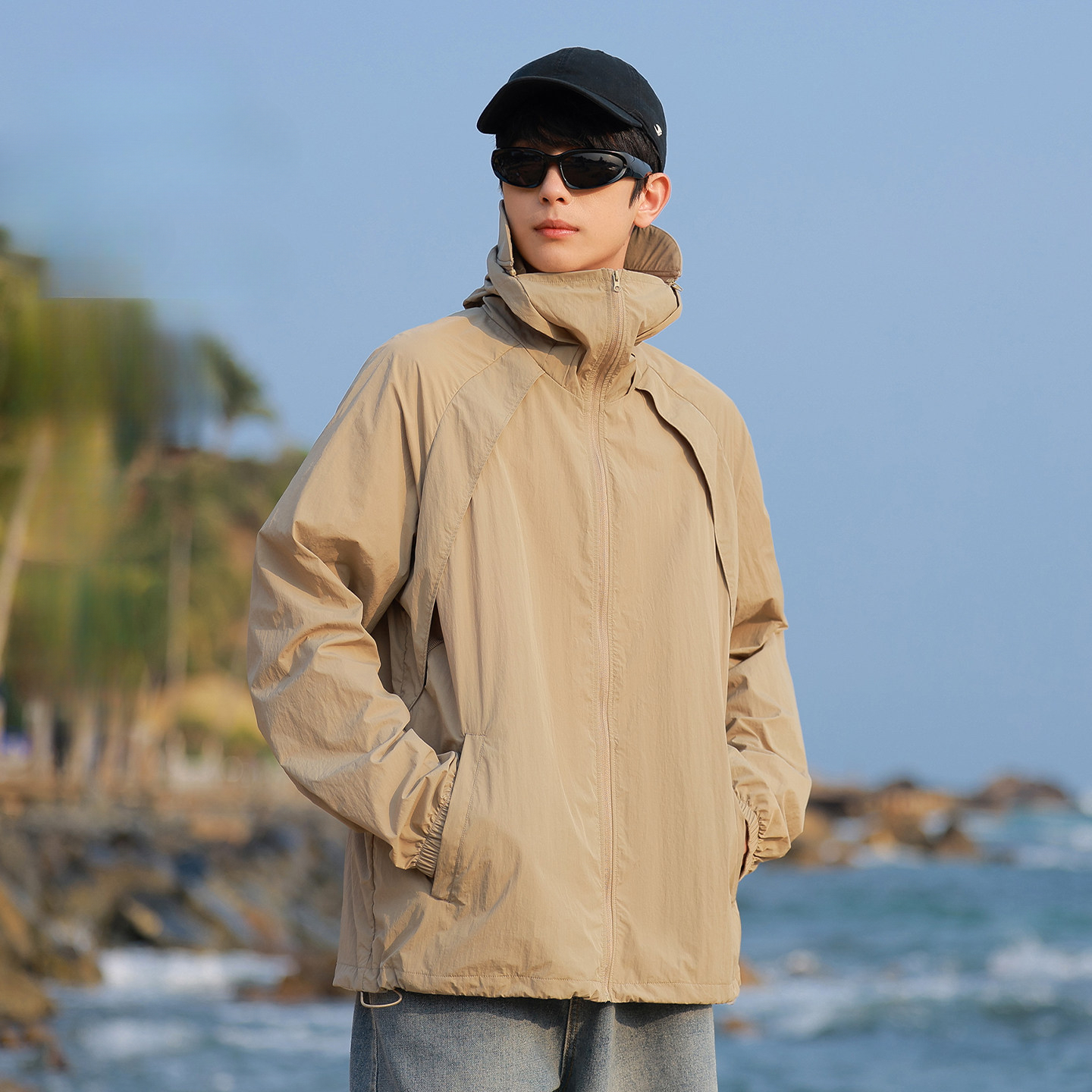 戶外旅遊素色抗 UV 防曬服外套