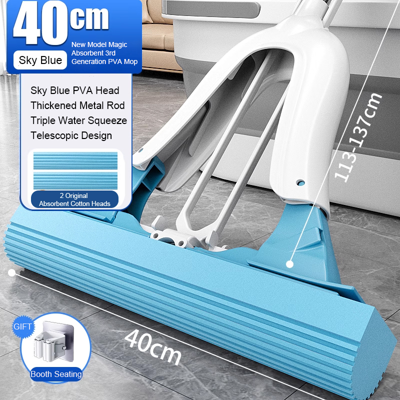 [Increased water-absorbent cotton head] Super water-absorbent fish scale mop