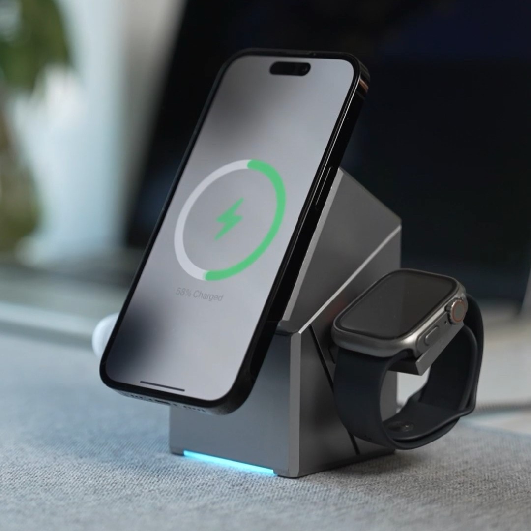 3 in 1 Wireless Charger Station CubeTrick-X Qi2 15W Fast Charging for IPhone 16/15/14/13 Series/AirPods Pro/Apple Watch Series