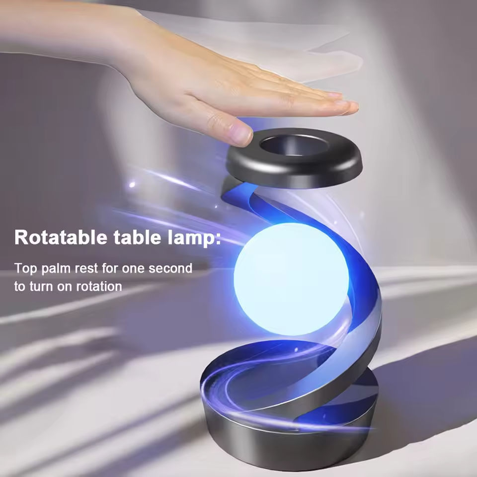 3D Levitating Ball Lamp RGB Floating LED Night Light with Wireless Phone Charger Floating and Spinning in Air with LED Moon Lamp