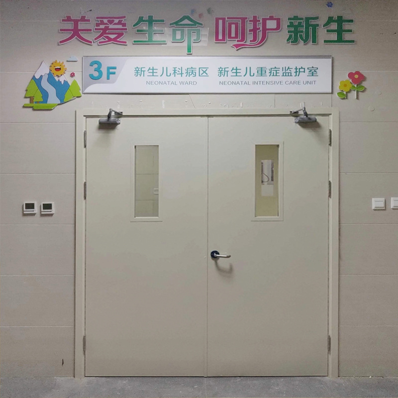 Glass window steel fire door