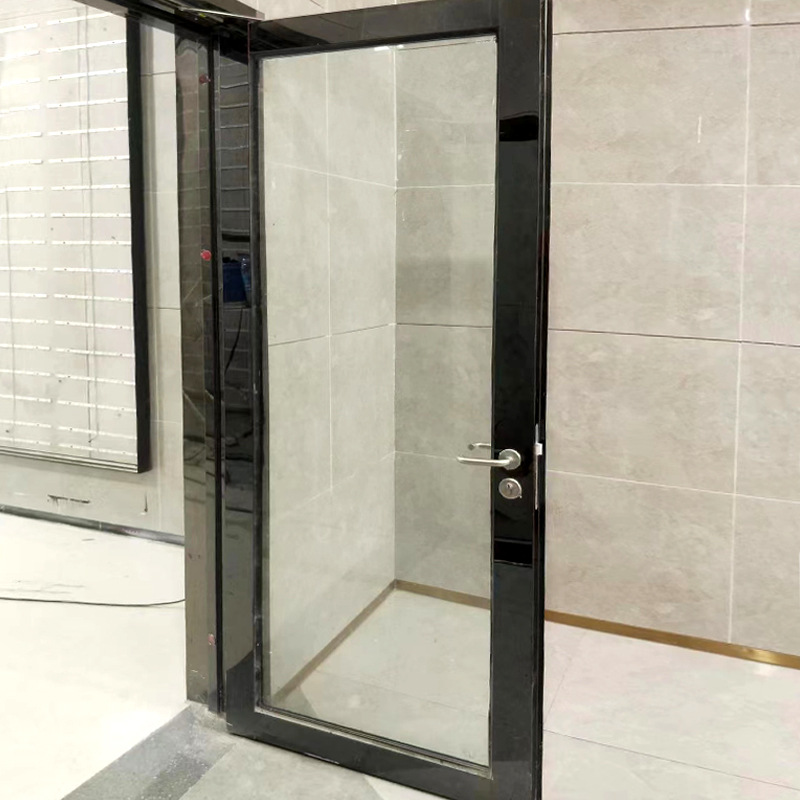 Black Titanium Steel Glass Fire Door