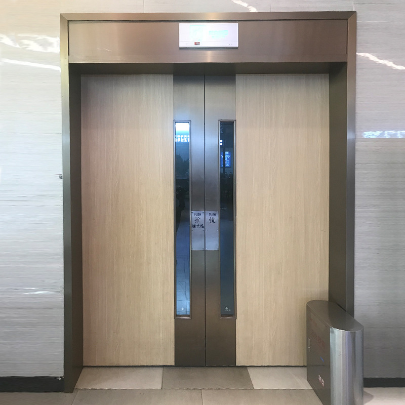 Stainless steel splicing decorative wooden paint-free fire door