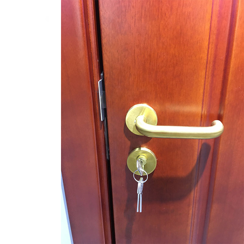 Shelter single opening wooden paint-free fire door