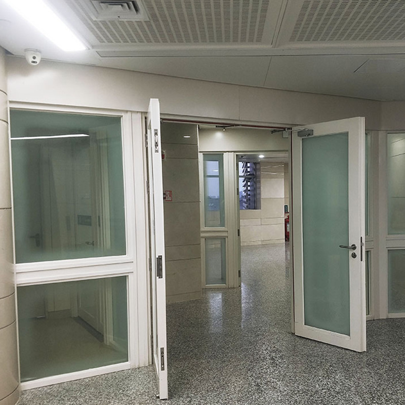 Hospital glass passageway fire door